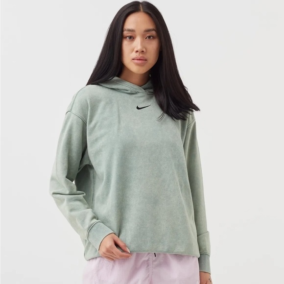 Nike Washed Fleece Hoodie Sweatshirt Jade Green Bleach - Picture 1 of 14